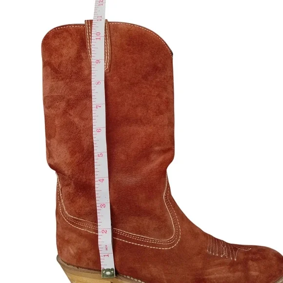 Vintage Wolverine Women's Cowboy Boots Brown/Orange Size 7 1/2 Suede Heel - Picture 13 of 15